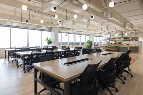 Vast shared desk space