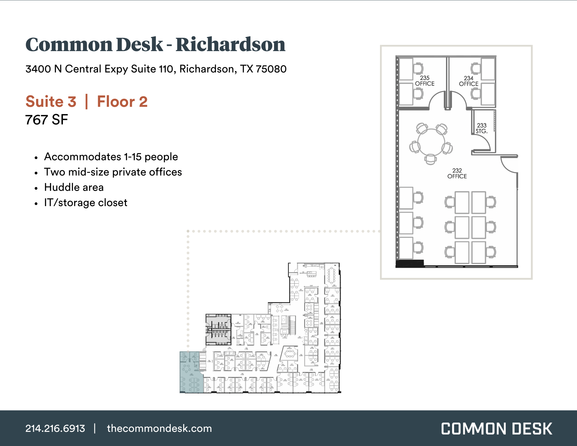 Richardson Suite 3 Office Suites Dallas Common Desk