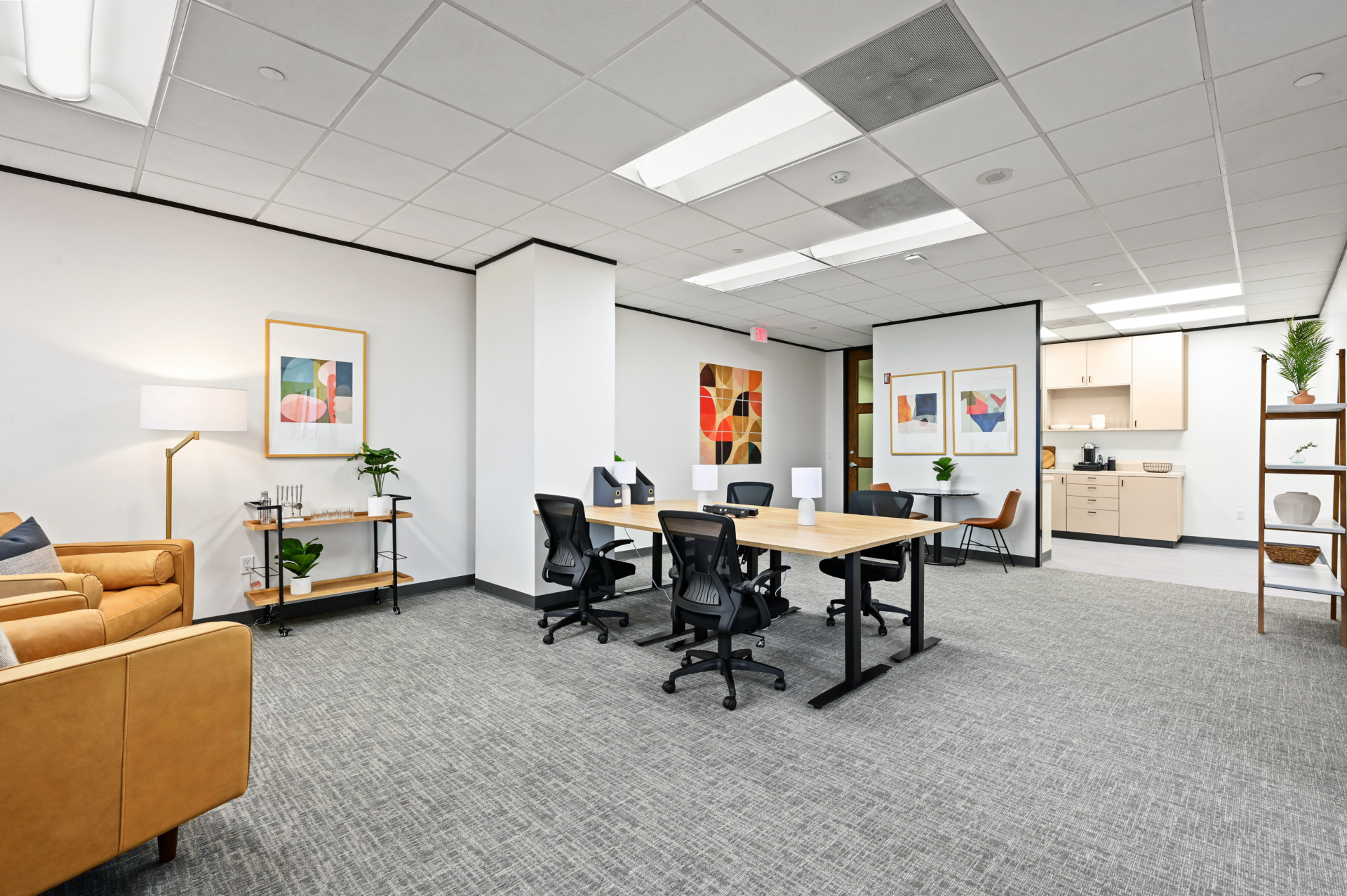 Open bullpen with desks